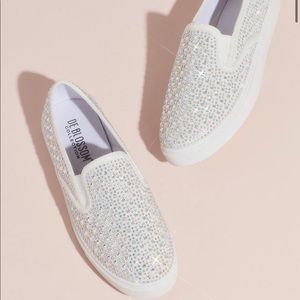 Crystal-Studded Slip-On Sneakers- worn once